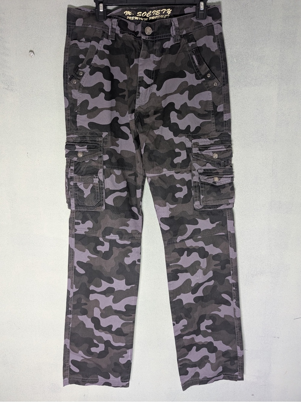 Society Men's Gray/Purple/Black Camouflage Cargo Pants